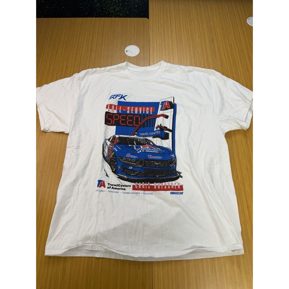 Chris Buescher #17 RFK Racing NASCAR Ford Mustang White t-shirt Adult XXL